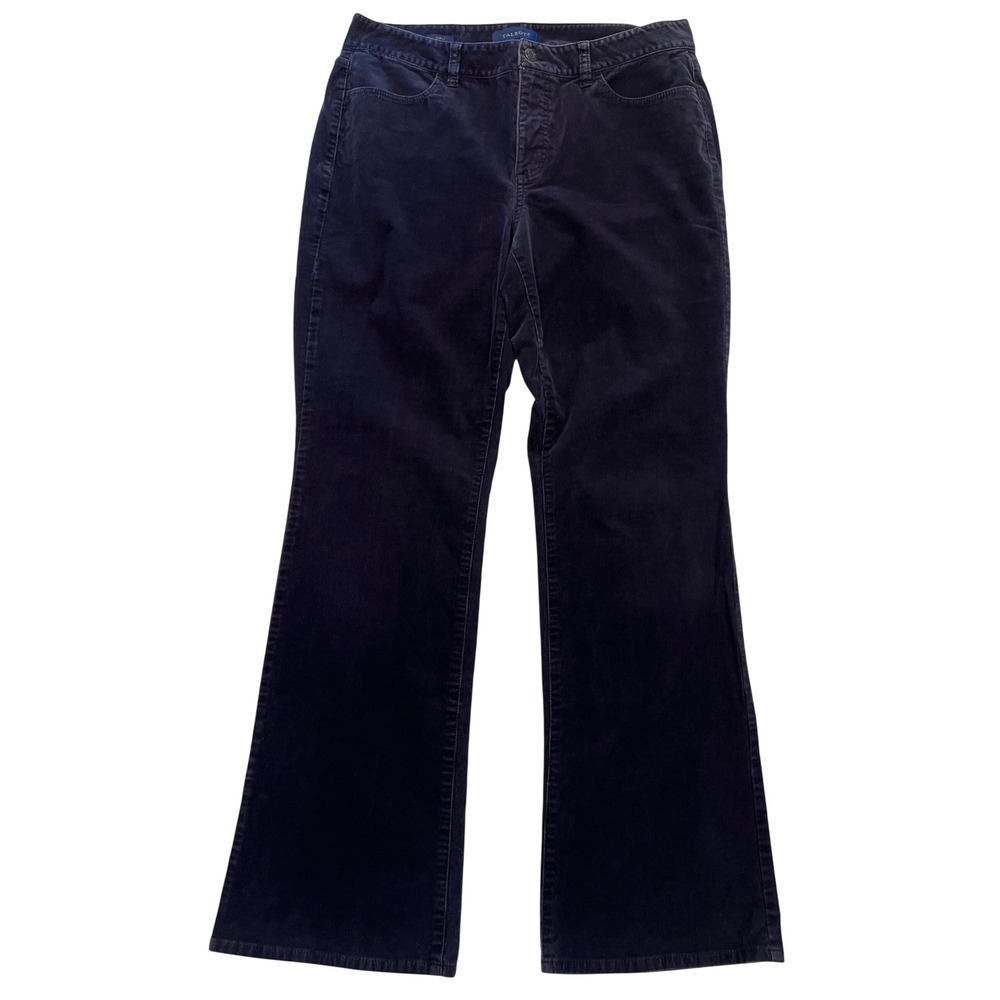 Talbots Navy Blue Curvy Flare Leg Cotton Stretch Comfy Corduroy Pants Size 12